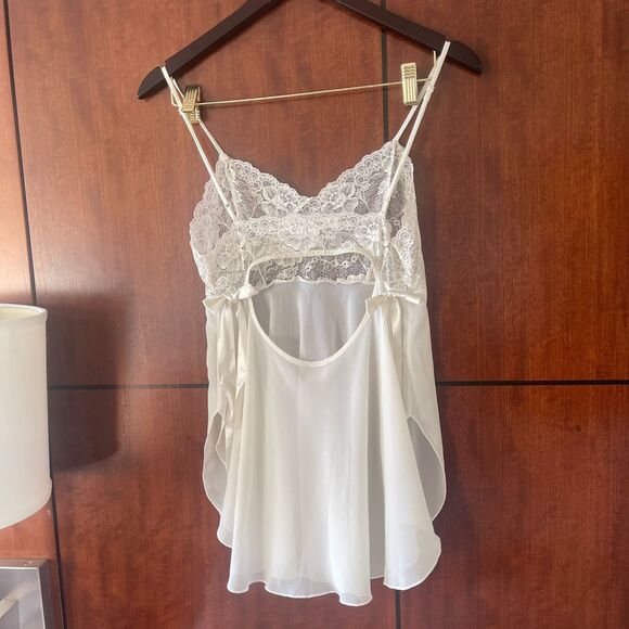 Vintage Victoria's Secret White Slip Lace Bow Lingerie Babydoll Dress Size S - Picture 4 of 4